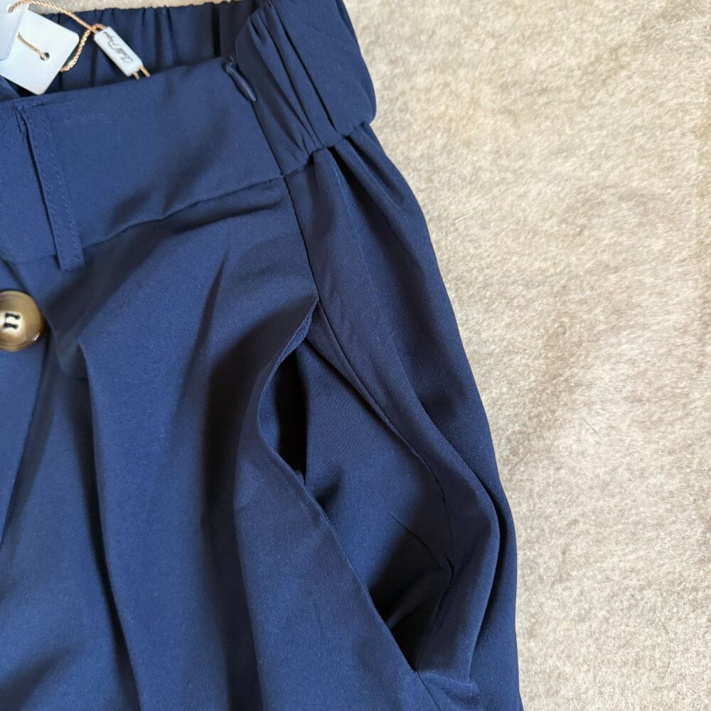 Belle Poque midi skirt NEW womens XS navy button front flowy retro modest - Picture 5 of 7
